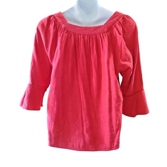 Time And Tru Womens Red Rover Bell Sleeve Peasant Top Square Neck Top Size XXL - Picture 4 of 6